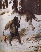 Jean Francois Millet The thief in the snow oil painting on canvas
